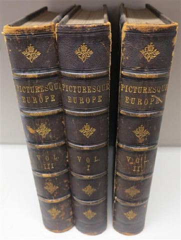 Antique Books, History, Picturesque, Europe 1878, 3 Folio Volumes,  (1800s), - Old Europe Antique Home Furnishings