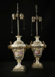Pair of English Porcelain Vase Lamps 19th Century ( 1800s ) - Old Europe Antique Home Furnishings