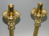 Charming 23" Pair of Brass Alter Candlesticks, Baroque style, early 1900s - Old Europe Antique Home Furnishings