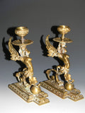 Pair of Brass Renaissance Revival Candlesticks. 19th Century ( 1800s ) - Old Europe Antique Home Furnishings