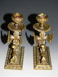 Pair of Brass Renaissance Revival Candlesticks. 19th Century ( 1800s ) - Old Europe Antique Home Furnishings