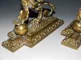 Pair of Brass Renaissance Revival Candlesticks. 19th Century ( 1800s ) - Old Europe Antique Home Furnishings