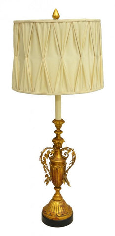 CONTINENTAL GILT VASIFORM STANDARD FLOOR LAMP 20th Century - Old Europe Antique Home Furnishings