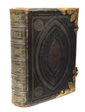 Large Ornate Antique English Brass and Leather Bible!! - Old Europe Antique Home Furnishings