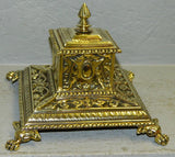 Cast Brass Victorian claw foot inkwell 19th Century ( 1800s ) - Old Europe Antique Home Furnishings