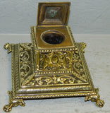 Cast Brass Victorian claw foot inkwell 19th Century ( 1800s ) - Old Europe Antique Home Furnishings