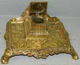 French Cast Brass Inkwell - Old Europe Antique Home Furnishings