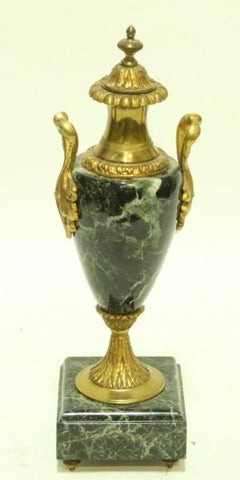 Pair of Green Marble Urns with Gilt Bronze Mounts - Old Europe Antique Home Furnishings