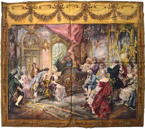 Spain Louis XV Style Painted Tapestry, early 1900s ( 1921) - Old Europe Antique Home Furnishings