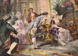 Spain Louis XV Style Painted Tapestry, early 1900s ( 1921) - Old Europe Antique Home Furnishings