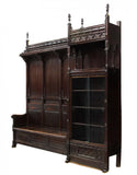 Spanish Gothic Style Carved Hall Bench With Cabinet 19th Century ( 1800s!! - Old Europe Antique Home Furnishings