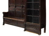 Spanish Gothic Style Carved Hall Bench With Cabinet 19th Century ( 1800s!! - Old Europe Antique Home Furnishings