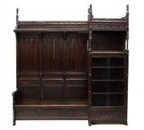 Spanish Gothic Style Carved Hall Bench With Cabinet 19th Century ( 1800s!! - Old Europe Antique Home Furnishings