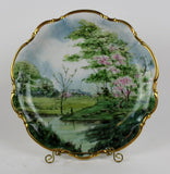 Platter, Bavarina, Hand Painted, 22 Kt. Gold Trim, Hutschenreuther Selb Bavarian, Stunning - Old Europe Antique Home Furnishings