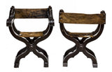 Figural Carved Savonarola Folding Chairs,19th C 1800s, Antique! - Old Europe Antique Home Furnishings