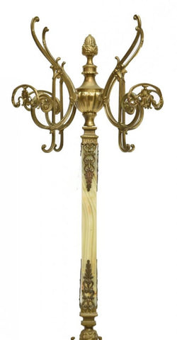 French Brass and Onyx standing Hall Tree, early 1900s - Old Europe Antique Home Furnishings