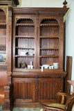 Antique Bookcase / Bench, Monumental, Renaissance Revival Oak, 1800's, Amazing! - Old Europe Antique Home Furnishings