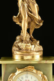 Antique Clock Art Nouveau Gilt Metal and Onxy, Three-Piece Set Garniture, 1800's, Gorgeous! - Old Europe Antique Home Furnishings
