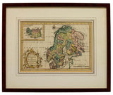 Antique Map, Sweden and Norway, 18th C. ( 1700s ) 1765, Collector's Item, Rare! - Old Europe Antique Home Furnishings