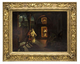 Painting, Continental Oil, Benedictine Abbey, Gorgeous, 1800s, Lovely, Antique! - Old Europe Antique Home Furnishings
