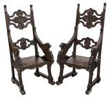 PAIR OF CHARMING FRENCH CARVED OAK EAGLE ARMCHAIRS, 19th century ( 1800s ) - Old Europe Antique Home Furnishings
