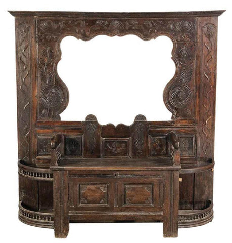 Gorgeous Provincial Carved Oak Hall Stand, 18th Century ( 1700s )!!! - Old Europe Antique Home Furnishings