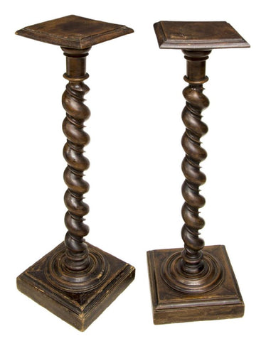 PAIR OF HANDSOME  FRENCH LOUIS XIII STYLE WALNUT COLUMNAR STANDS, 17th Century ( 1800s ) - Old Europe Antique Home Furnishings