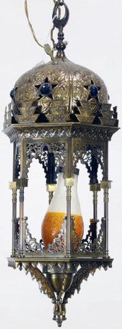 Lantern, Brass, Hanging Moorish, Beautiful!! - Old Europe Antique Home Furnishings