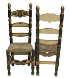 CHARMING PAIR OF SPANISH PARCEL GILT PAINTED SIDE CHAIRS!!! - Old Europe Antique Home Furnishings