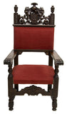 SPANISH RENAISSANCE REVIVAL OAK THRONE ARMCHAIR, 19th century ( 1800s ) - Old Europe Antique Home Furnishings