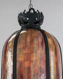 Lamp, Dome Pendant, Hangina, Beautiful Slag Glass & Patinated Metal , 31" H - Old Europe Antique Home Furnishings