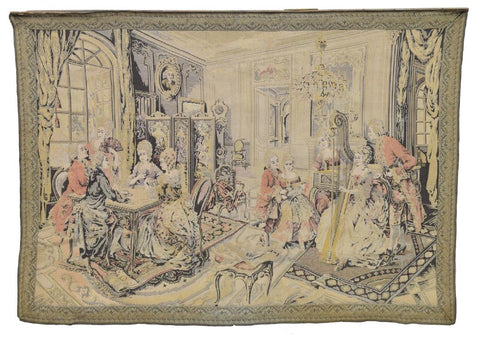 LOUIS XVI STYLE MACHINE WOVEN WALL TAPESTRY, ANITIQUE - Old Europe Antique Home Furnishings