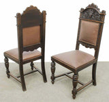 Antique Chairs, Dining, French Henri II Style, Carved Oak, Set of Five, 1800's! - Old Europe Antique Home Furnishings