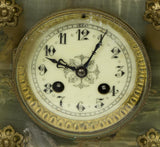 Antique Clock, ,Onyx, & Garnitures, Napoleon III, 19th Century, 1800s, Beautiful!! - Old Europe Antique Home Furnishings