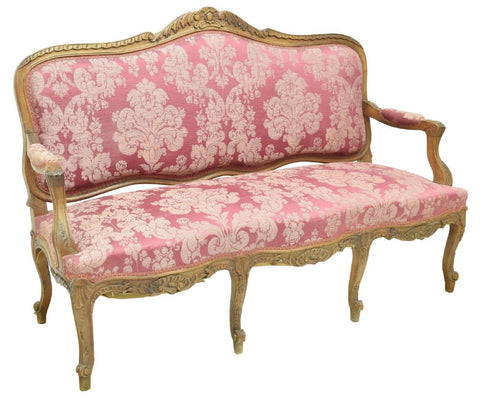 LOUIS-XV-STYLE-FLORAL-FOLIATE-CARVED-WALNUT-SOFA-early-1900s - Old Europe Antique Home Furnishings