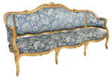 GORGEOUS FRENCH LOUIS XV STYLE PARCEL GILT LONG SOFA, 19th Century ( 1800s ) - Old Europe Antique Home Furnishings