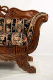 Antique Settee, Victorian Shell Carved Medallion Back, Gorgeous Bright Colors!! - Old Europe Antique Home Furnishings