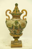 Urn, Italian Majolica Lidded, Monumental, 31 inches H., Gorgeous Decor!!!! - Old Europe Antique Home Furnishings