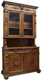 Antique Bookcase, Sideboard, French Henri II Style Relief Carved, 1800s, Handsome!! - Old Europe Antique Home Furnishings