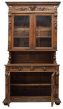 Antique Bookcase, Sideboard, French Henri II Style Relief Carved, 1800s, Handsome!! - Old Europe Antique Home Furnishings