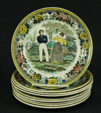 SET OF NINE 19th CENTURY FAIENCE PLATES ( 1800s ) - Old Europe Antique Home Furnishings