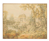 GORGEOUS FRAMED MACHINE-WOVEN TAPESTRY PASTORAL LANDSCAPE, Vintage / Antique - Old Europe Antique Home Furnishings
