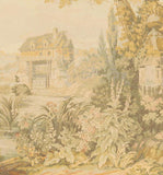 GORGEOUS FRAMED MACHINE-WOVEN TAPESTRY PASTORAL LANDSCAPE, Vintage / Antique - Old Europe Antique Home Furnishings