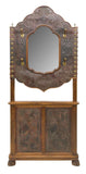 MONUMENTAL FRENCH EMBOSSED LEATHER CARVED HALLTREE, 19th century ( 1800s ) - Old Europe Antique Home Furnishings