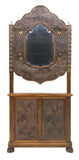 MONUMENTAL FRENCH EMBOSSED LEATHER CARVED HALLTREE, 19th century ( 1800s ) - Old Europe Antique Home Furnishings