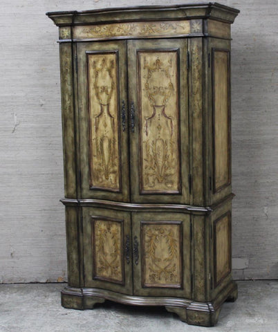 HANDSOME VENETIAN STYLE DECORATED SERPENTINE CABINET!!! - Old Europe Antique Home Furnishings