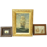 Sailing Ship at Sea, Oil on Canvas, 19th to 20th century ( 1800s to early 1900s - Old Europe Antique Home Furnishings