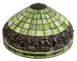 TIFFANY STYLE STAINED & INSET ART GLASS LAMP SHADE, antique - Old Europe Antique Home Furnishings