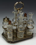 CHARMING VICTORIAN GLASS & SILVERPLATE TABLE CRUET SET, 19th Century ( 1800s )!!! - Old Europe Antique Home Furnishings