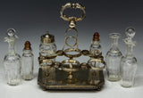 CHARMING VICTORIAN GLASS & SILVERPLATE TABLE CRUET SET, 19th Century ( 1800s )!!! - Old Europe Antique Home Furnishings